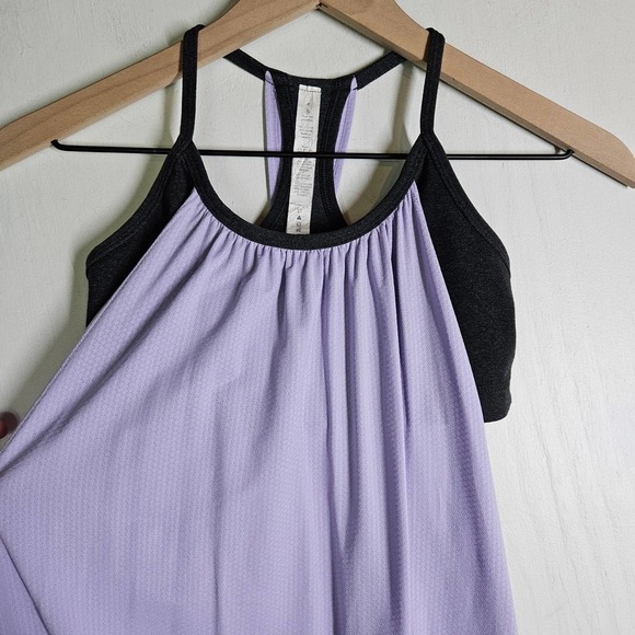 Lululemon No Limit Tank Top 4 Classic Sport Grey Lolo Purple Layered‎ - Picture 2 of 8